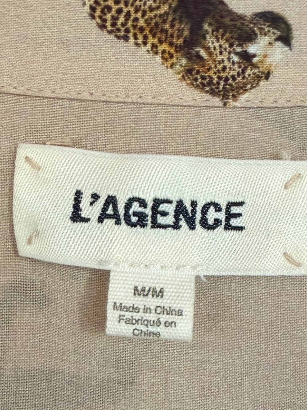 L'AGENCE Camille 3/4 sleeve blouse, taupe multi mix tiger print - Picture 5 of 10